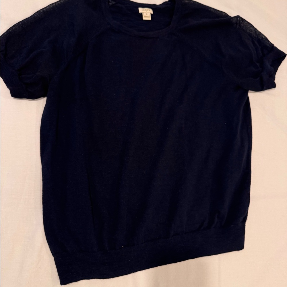 Navy Blue Short Sleeve Sweater
